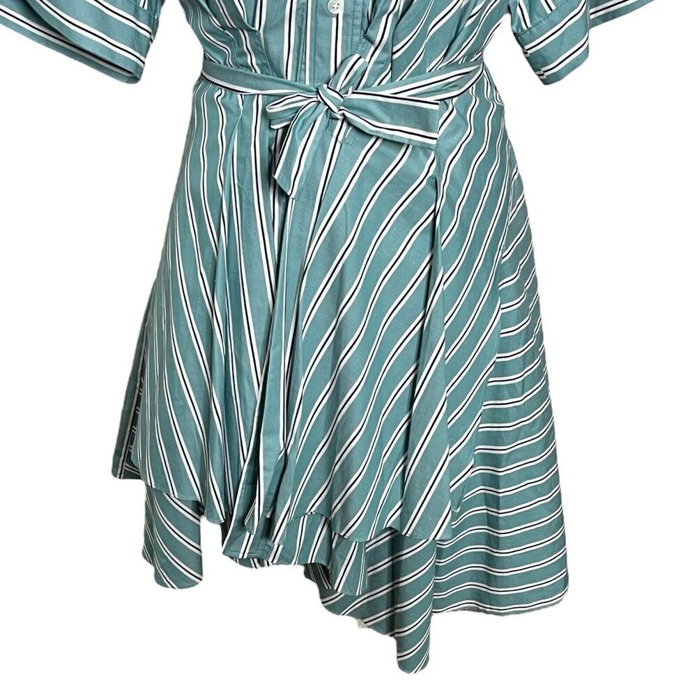 AKNVAS Tammy Shirt Dress Women's Medium Nile Stripe‎ Cotton Belted Ruffle Casual - Picture 4 of 10